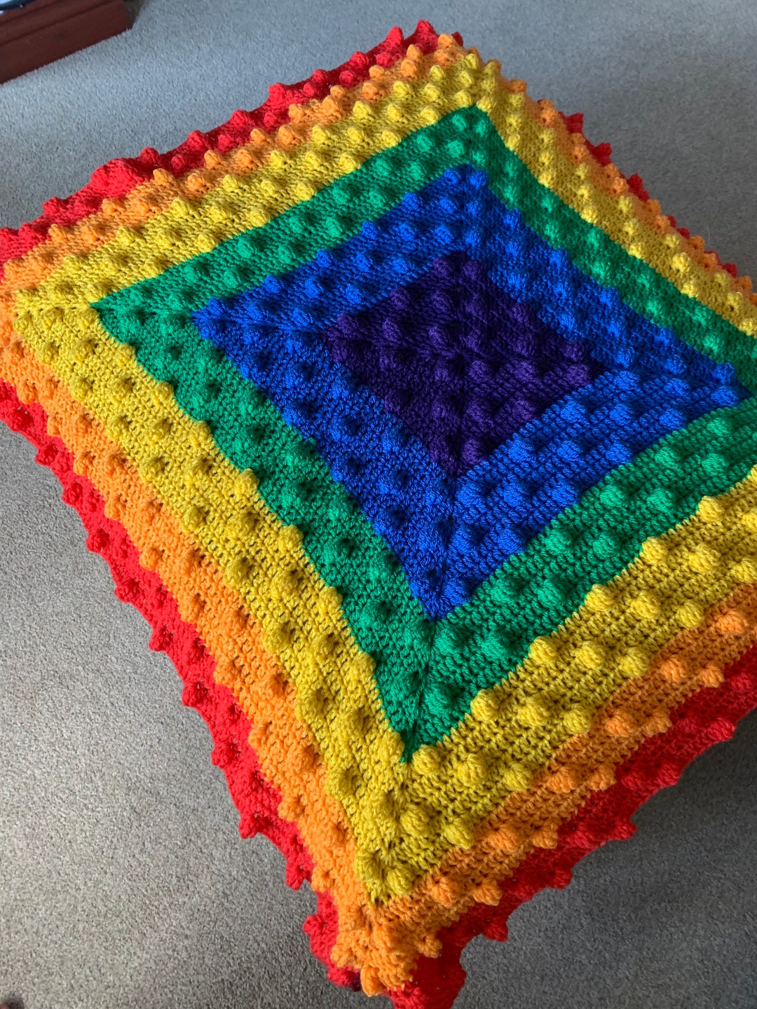 Rainbow Bobbles Baby Blanket Crochet Afghan/one of A Kind Baby Etsy UK