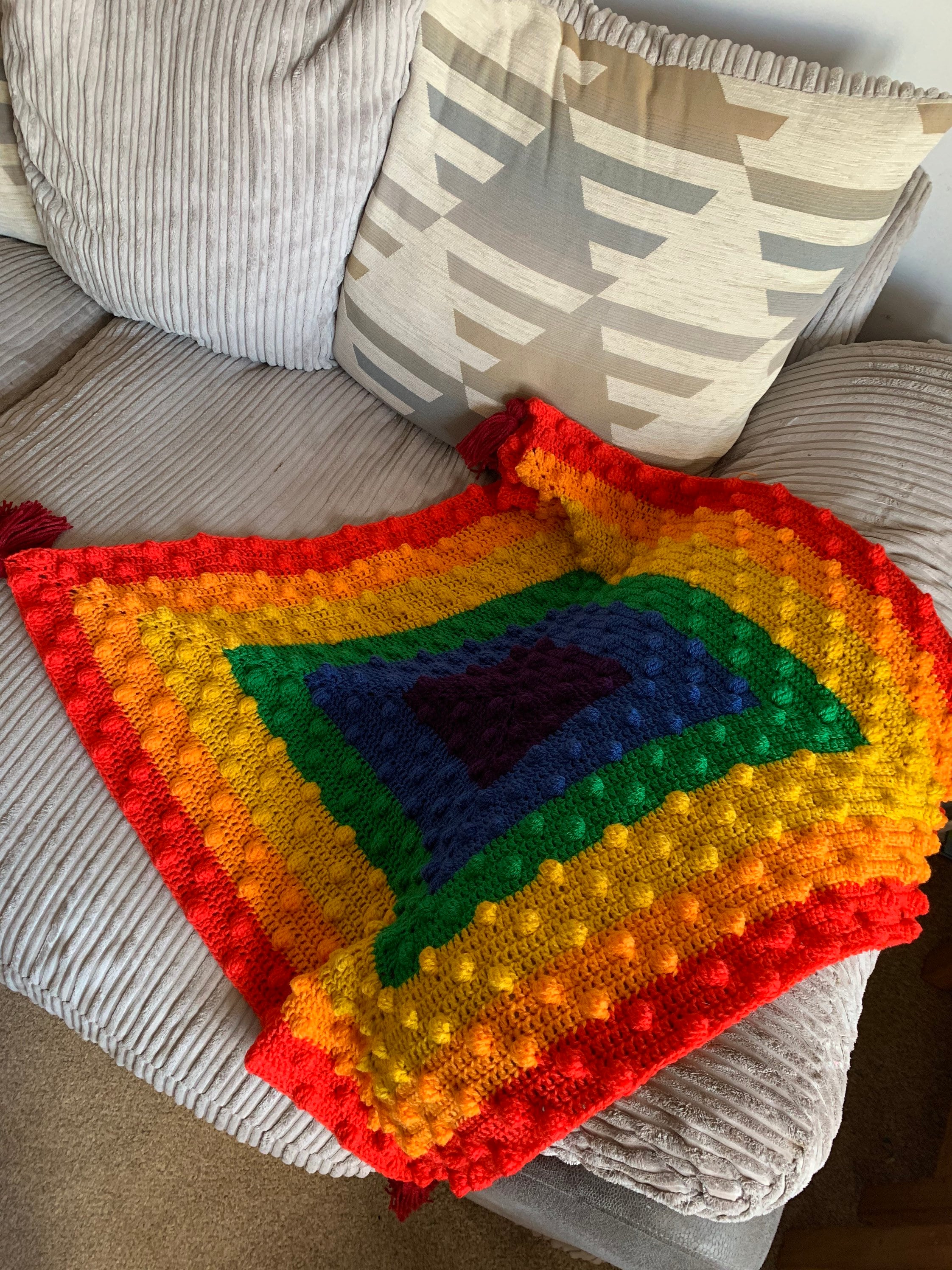 Rainbow Bobbles Baby Blanket Crochet Afghan/one of A Kind Baby Etsy UK