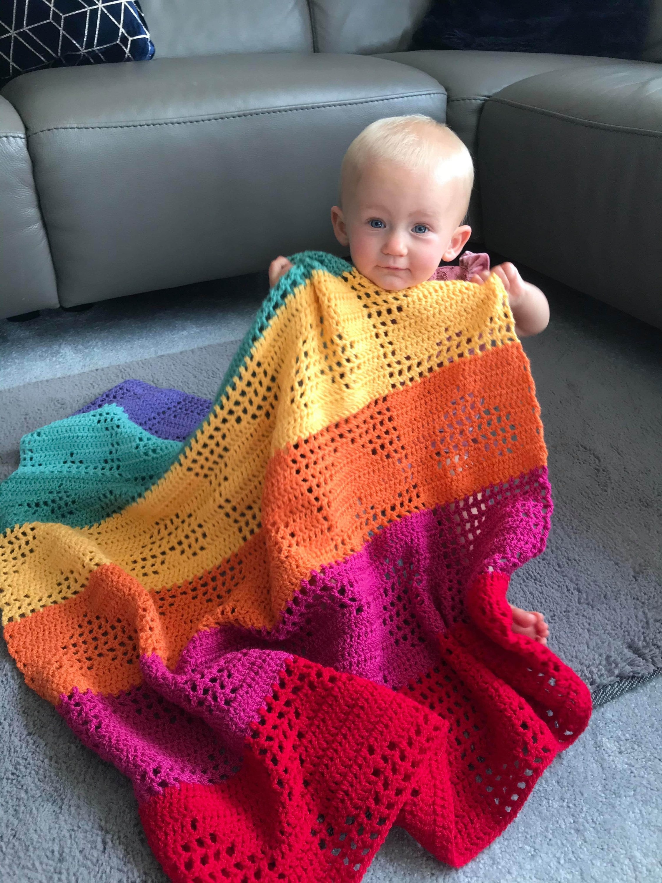 40 Rainbow Blanket Crochet Patterns to Brighten Baby Rooms, Throws, and Gift Giving 2 Rainbow Filet Heart Blanket Pattern/Kamnneves Crochet