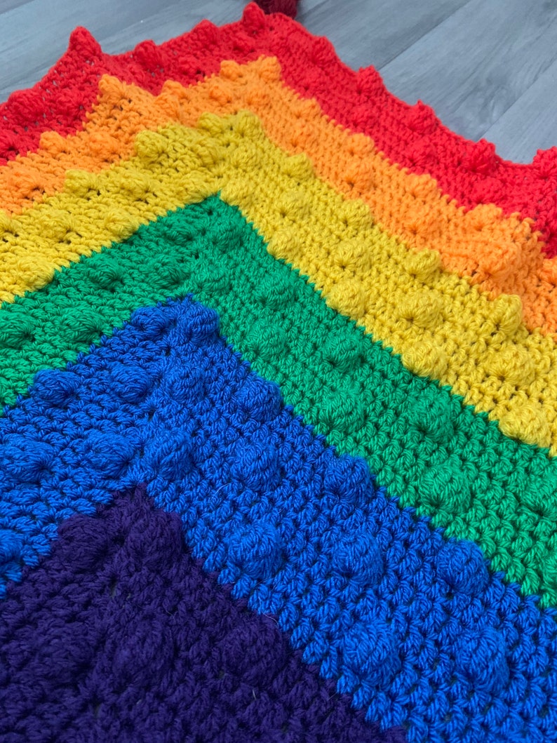 Rainbow Bobbles Baby Blanket Crochet Afghan/one of A Kind Baby Etsy UK