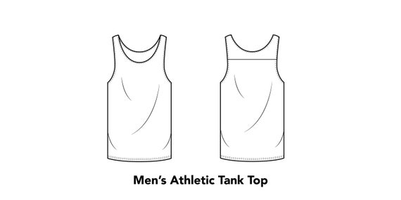 Mens Athletic Tank Top 2D Vector CAD for Tech Pack Flat