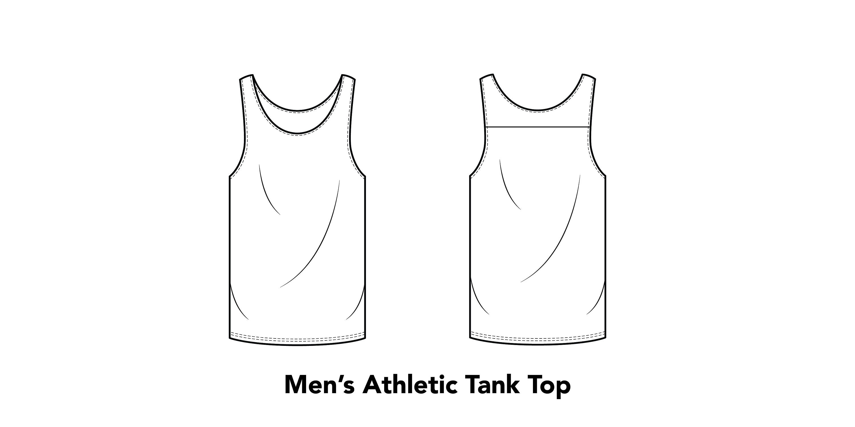 Mens Athletic Tank Top 2D Vector CAD for Tech Pack Flat