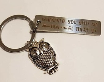 Bestie BBF Best Friend Owl Gifts for Women Owl Keyring Owl Lover Gift for Her Him Friends 'Whenever You Need Me Owl Be There' Keychain