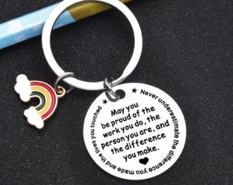 Thank You 'May You Be Proud of The Work You Do' Keychain, Motivational Keychain, Retirement Keychain, Doctor Keychain, Voluntary Worker Gift