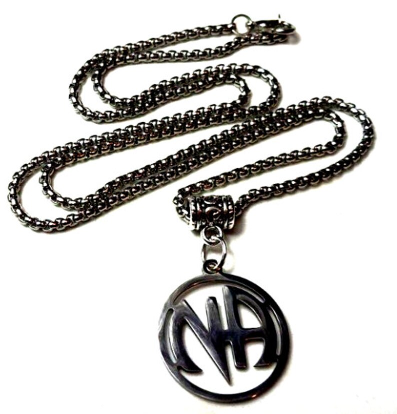 Motivational NA Sobriety Abstinence Pendant on a 24'' Stainless Steel ...