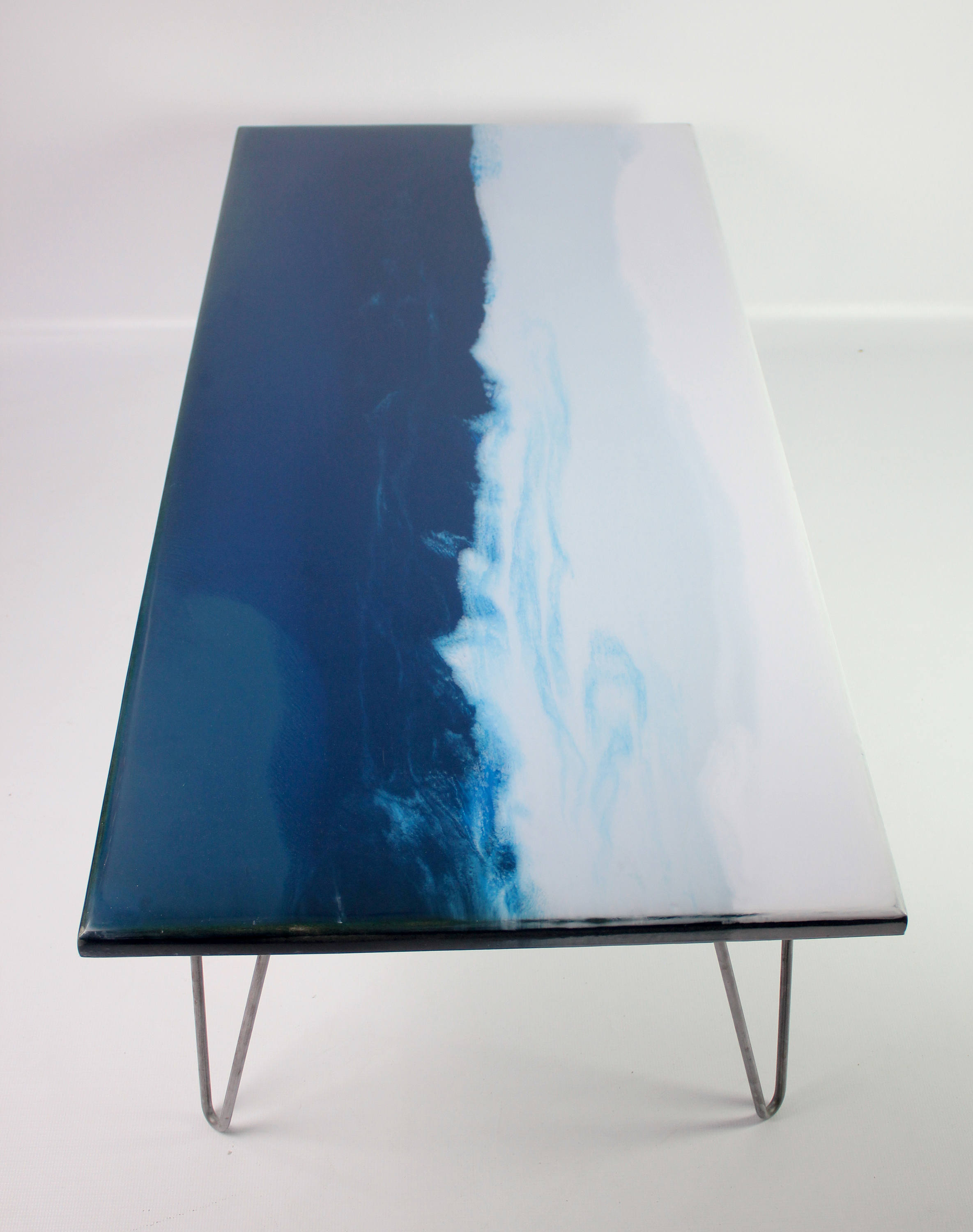 Ocean Side Resin Art Coffee Table Pin Leg Coffee Tables Resin Coffee ...
