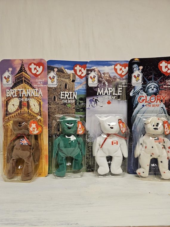 Beaniebaby様 リクエスト ジュエルオーキッド４点 まとめ商品 Ty Teenie Beanie Babies, Set of 4 Bears, Maple, Erin, Britannia