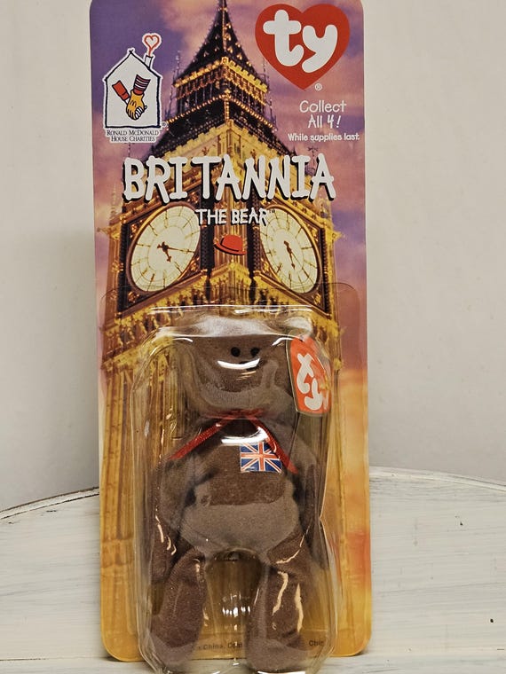 Ty Teenie Beanie Babies, Set of 4 Bears, Maple, Erin, Britannia