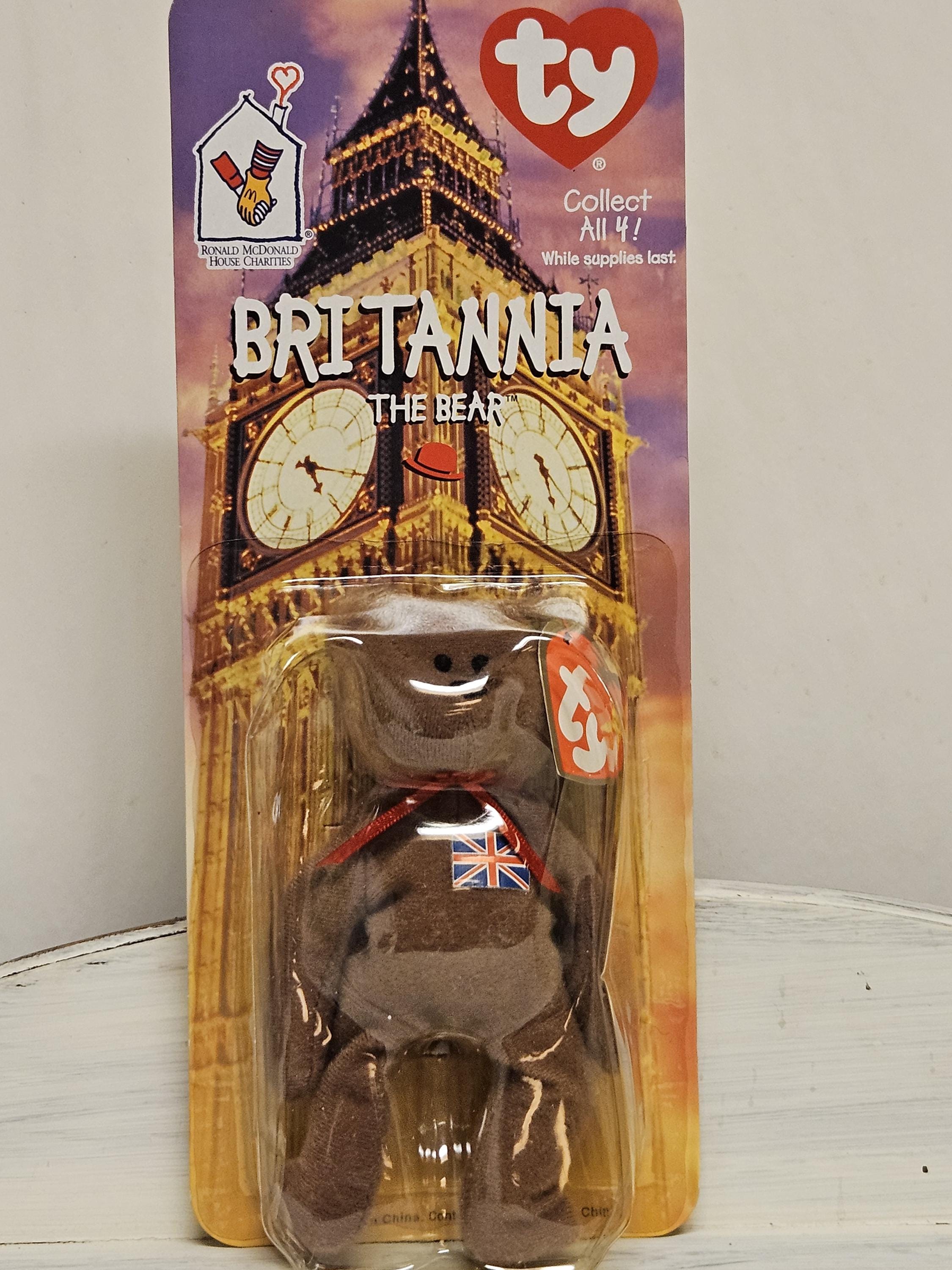 Ty Teenie Beanie Babies, Set of 4 Bears, Maple, Erin, Britannia