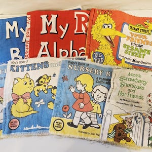 Vintage 1980&#39;s Handmade Playmore Cloth Books, Strawberry Shortcake, Nursery Rhymes, Mother Goose, Sesame Street & more- You Pick Book