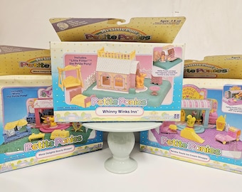 Vintage 1980s My Little Pony Petite Ponies Playsets, NIB Whinny Winks Inn, Ice Cream Shoppe, Beauty Shoppe, MLP G1 Collector Sets