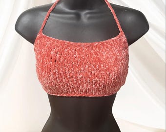 KNIT CROP TOP - The Velvet Up Halter Top