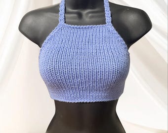 KNIT CROP TOP - The “Covered” Up Halter Top