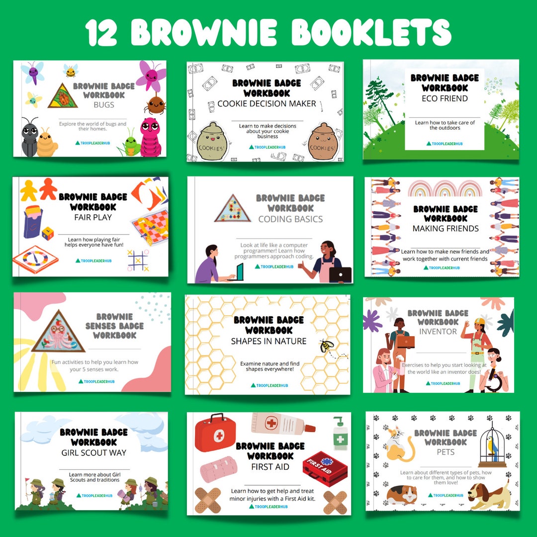 Girl Scouts Brownies Badge Booklet Bundle First Aid, Pets, Senses, Eco