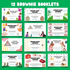 Girl Scouts Brownies Badge Booklet Bundle: First Aid, Pets, Senses, Eco-Friend, Making Friends, Girl Scout Way, Inventor, Download Printable