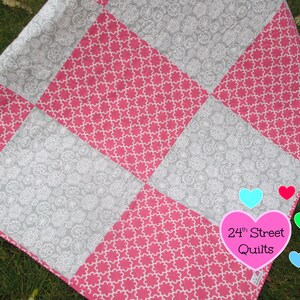 Crib Quilt | Baby Quilt | Baby Quilts | Crib Quilts | Baby Shower Gift | Baby Gifts | Pink & Grey Checkered Baby Quilt