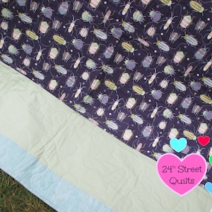Baby Quilt | Baby Blanket | Crib Quilt | Bug Print Quilt | Toddler Bedding | Nursery Linens