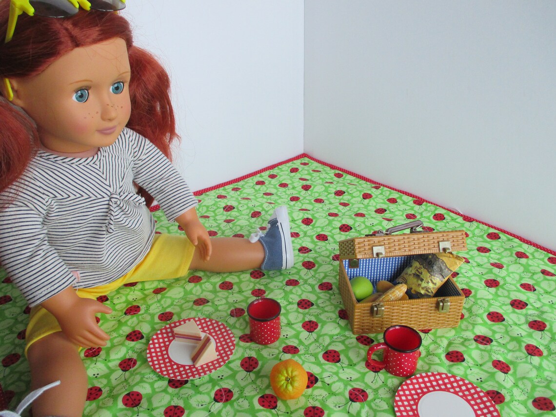 Doll Picnic Blanket & Napkins American Girl / Boy Doll Etsy