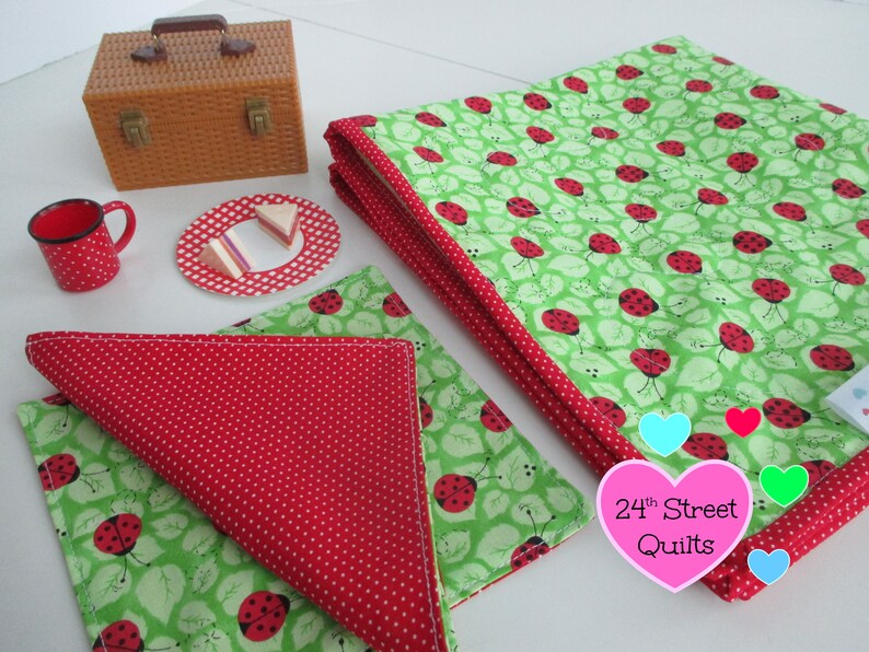 Doll Picnic Blanket & Napkins American Girl / Boy Doll Etsy