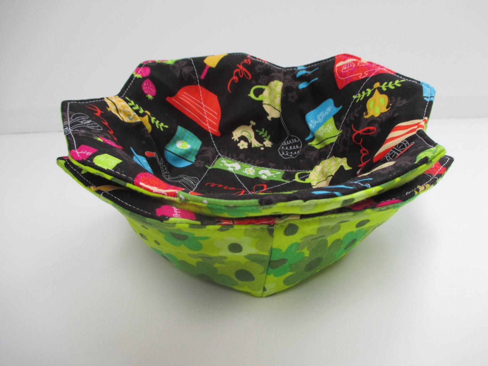 Set of 2 Bowl Cozies Quilted Reversible Bowl Cozy Etsy