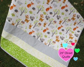 Crib Quilt | Baby Quilt | Baby Quilts | Crib Quilts | Baby Shower Gift | Baby Gifts | Woodland Animals Baby Quilt