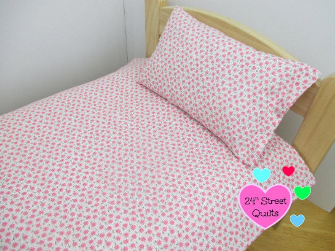 Lightweight Doll Blanket & Pillow Doll Blanket Pink Floral Doll Blanket