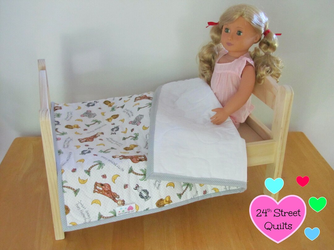 Doll Quilt & Pillow Zoo Animal Doll Quilt Doll Cradle Blanket Doll