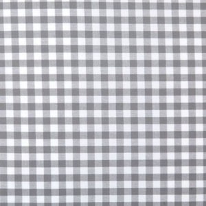 May include: A white and gray gingham fabric with a checkered pattern.