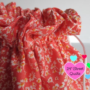 drawstring pouch | fully lined girl&#39;s purse | drawstring storage bag | floral print pouch | dice bag | Dungeons & Dragons storage