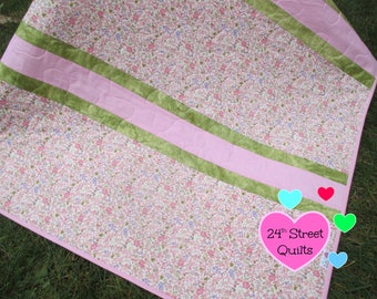 Crib Quilt | Baby Quilt | Baby Quilts | Crib Quilts | Baby Shower Gift | Baby Gifts | Pink Floral Baby Quilt