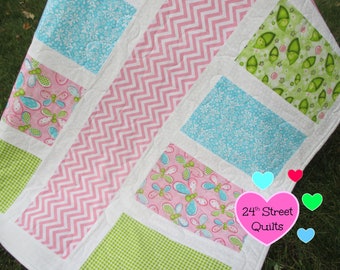 Baby Quilt | Baby Blanket | Crib Quilt | Spring Pea Pods Print Blanket | Toddler Bedding | Crib Linens