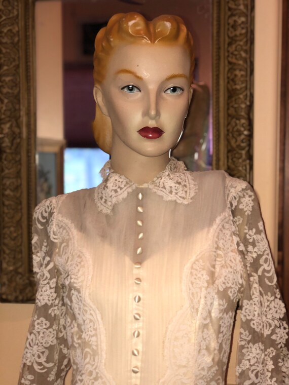 vintage 1951 Henri Bendel couture ivory lace weddi