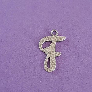 Vintage relief silver letter F charm charm, pendant charm with the letter F, vintage letter pendant charm, charm with F