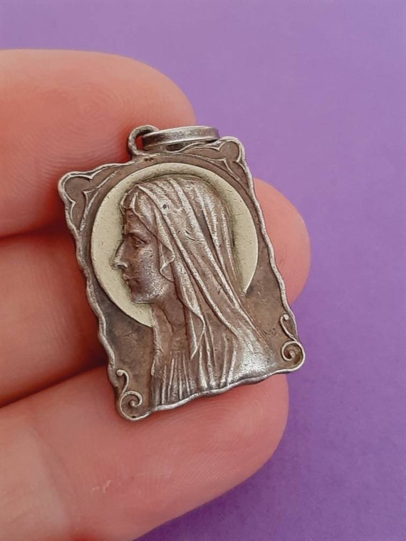 Vintage religious Catholic French silver and gold… - image 1