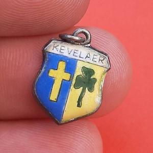 Vintage German silver and enamel travel shield charm of Kevelaer, souvenir Kevelaer Deutschland, crest Kevelaer, heraldry Kevelaer charm