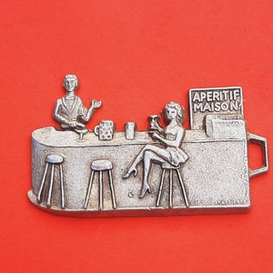 Vintage French bartender item, funny vintage pendant charm, Aperitif maison, Villefranche de Panat, vintage pub