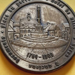 Vintage Belgium brass token of Place du Perron Andenne, Place du Perron, Andenne, La Ville Andenne, Namen Belgique image 5