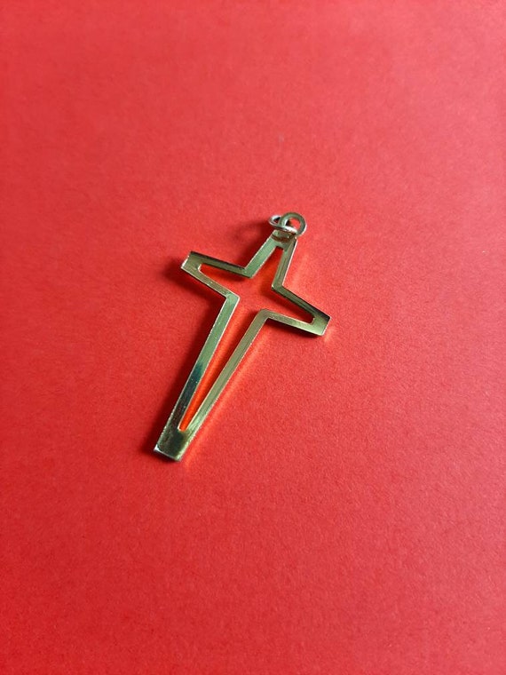 Vintage religious Catholic Italian openwork cross 