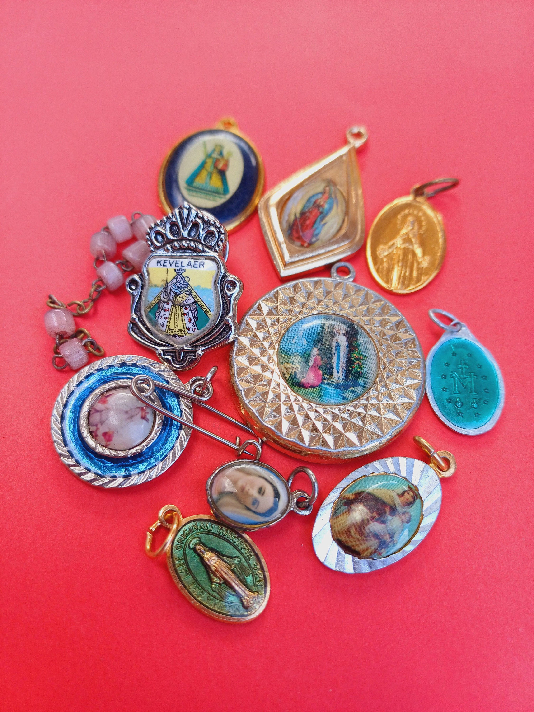 Religious Samples Assortment Vintage Colorful Religious Catholic Items of Our Lady and ...