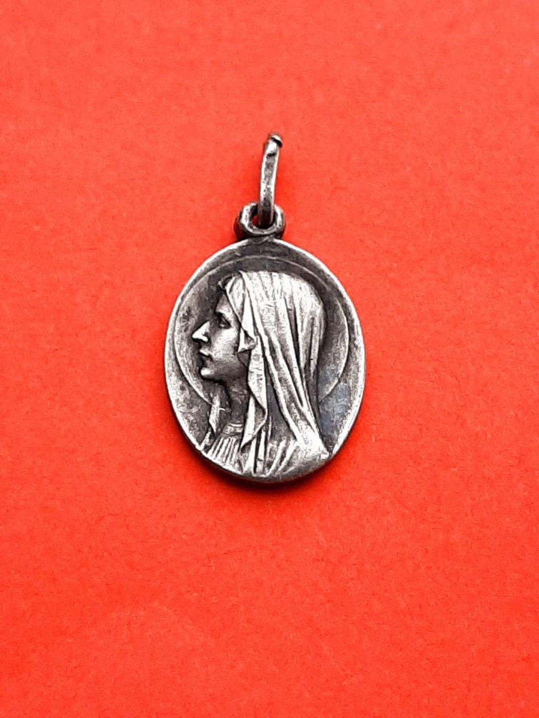 Vintage Religious Catholic French Silver Plated Medal Pendant of Our ...