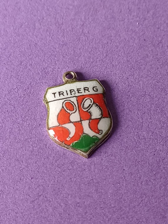 Vintage enamel and silver 800 travel charm of Schw