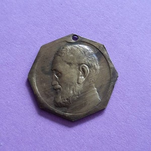 Vintage religious Catholic medal pendant of St Damien, Saint Damien, st Damian medal pendant