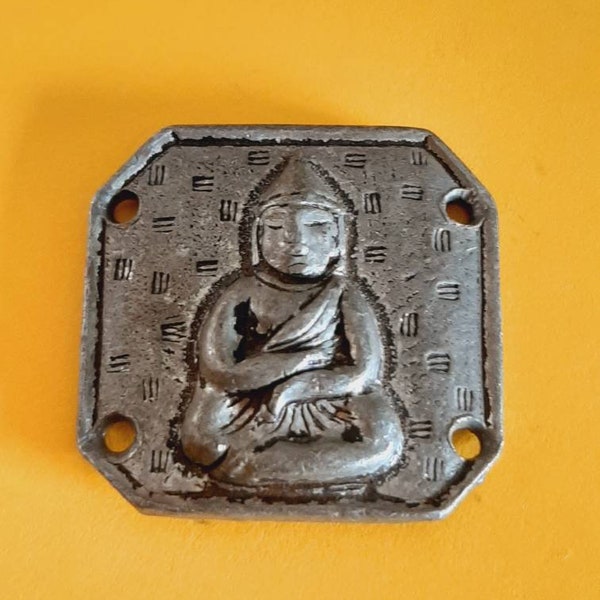 Vintage relief spiritual meditation pendant medallion of Buddha vintage Buddhism, vintage amulet Buddha