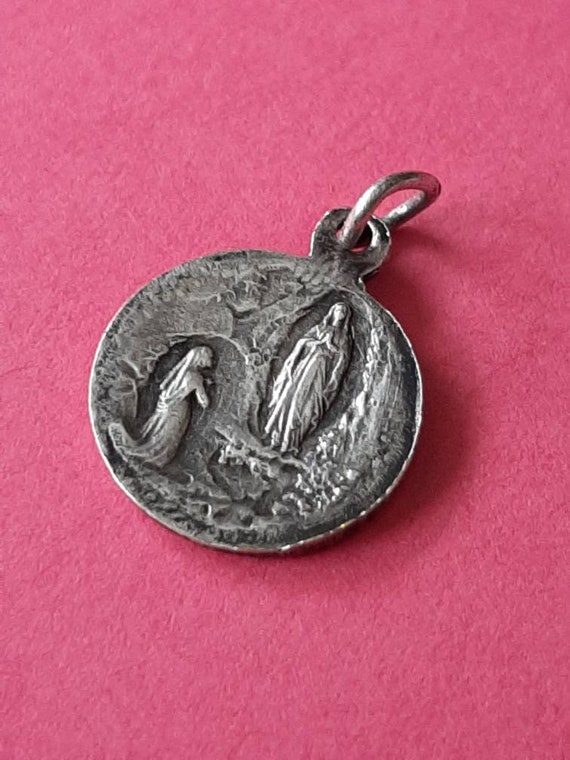 Vintage French religious Catholic tiny silver pla… - image 8