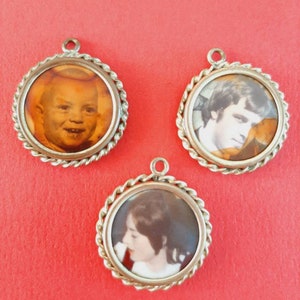 Vintage brass photo lockets, photo locket pendants, family photo charms, vintage memory photo lockets, portrait charms