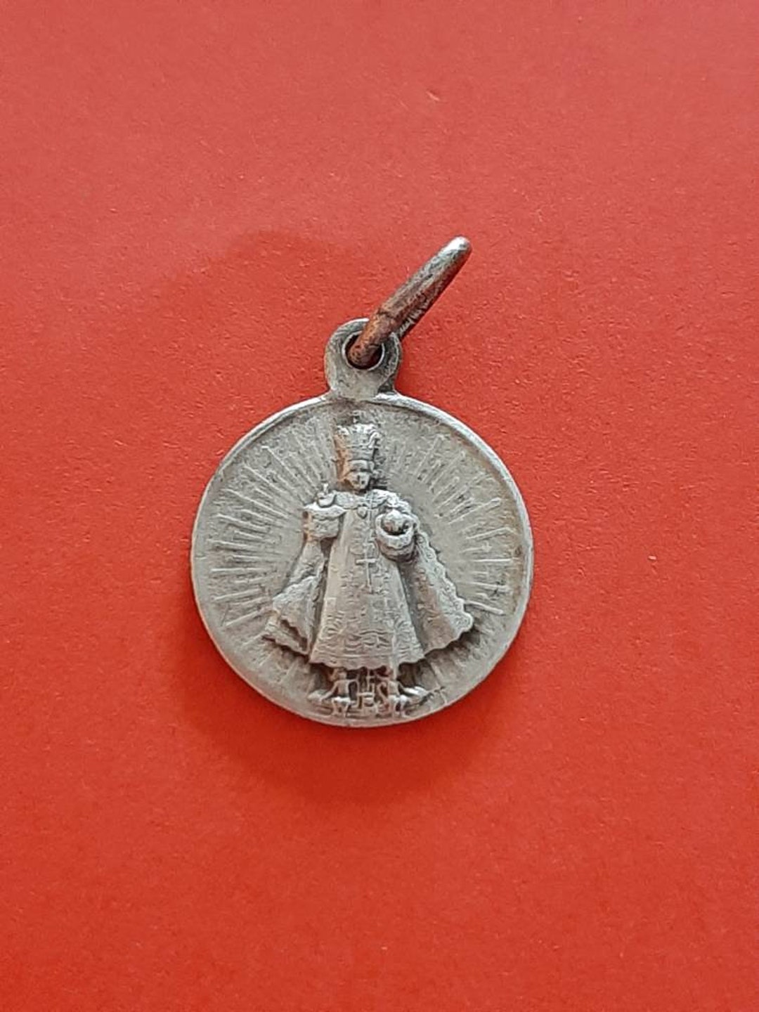 Vintage Religious Catholic French Floral Detailed Silver Plated Medal ...