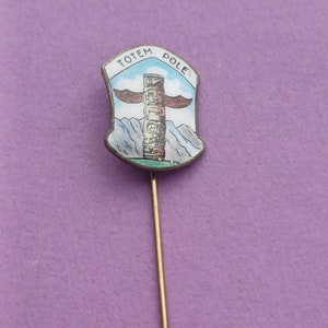 Vintage enamel Totem pole lapel pin, Totem pole lapel pin, enamel spiritual pin image 8