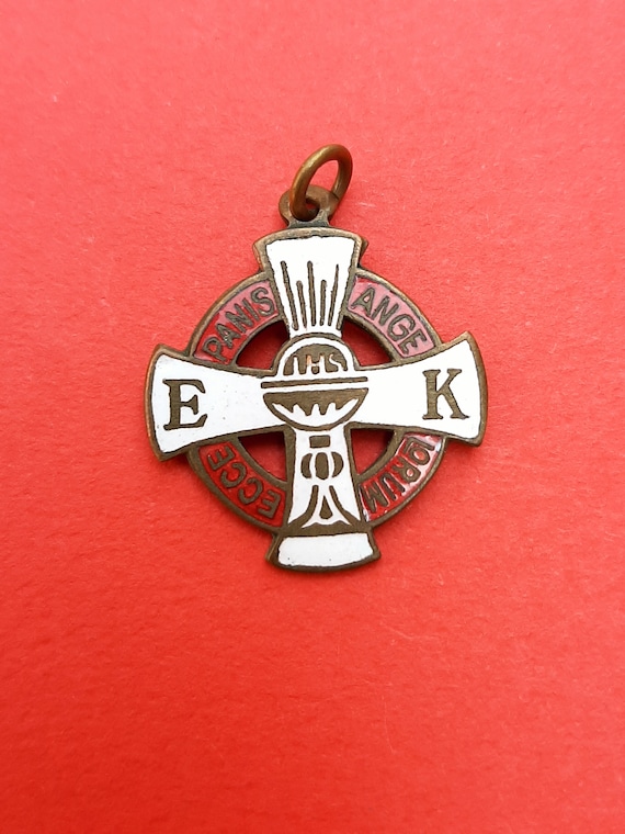 Religious, Catholic, Celtic enamel cross pendant,