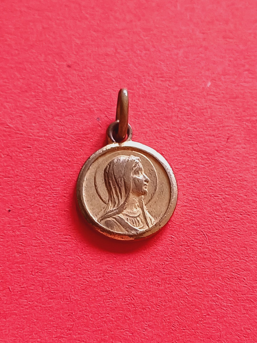 Vintage Religious Catholic French Gold Plated Medal Pendant Our Lady of ...