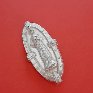 Vintage religious Catholic tin brooch of St Gerard, Limburg Wittem, St Gerardus Wittem, souvenir Wittem, St Gerard of Majella